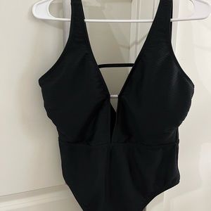 Open Back - Plunging One Piece Swimsuit